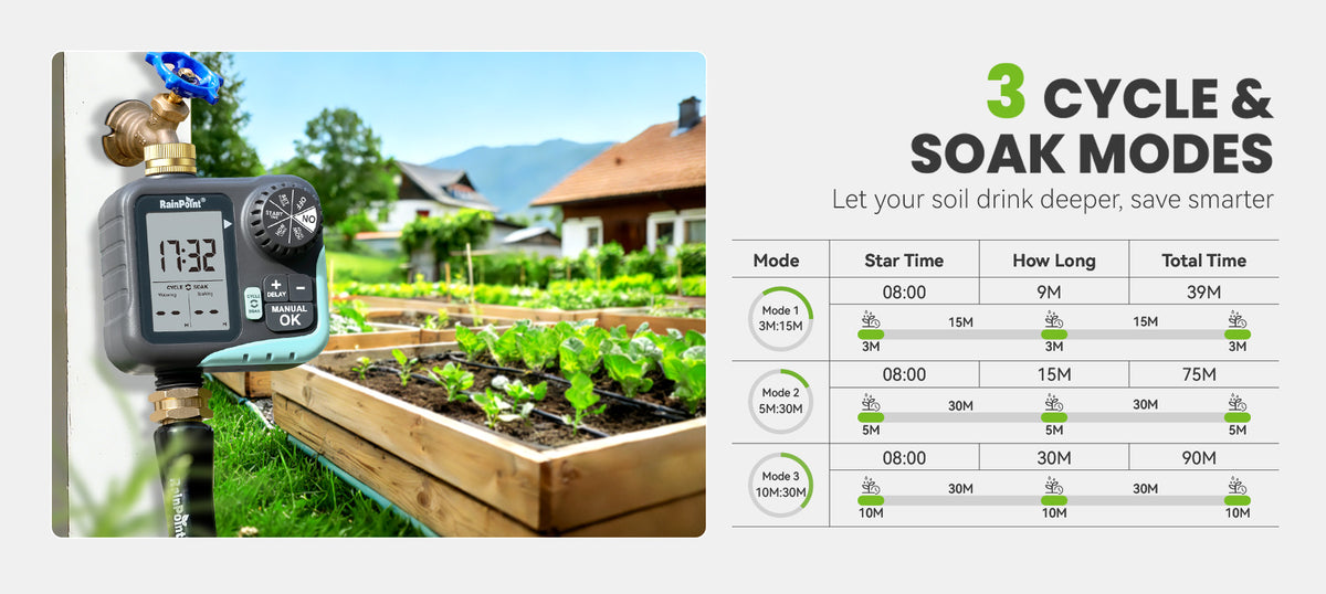 RainPoint irrigation timer system for customizable garden watering programs