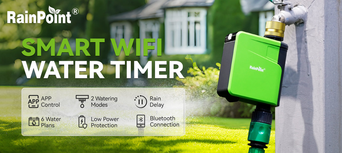 RainPoint smart garden hose timer with WiFi connection and remote watering control