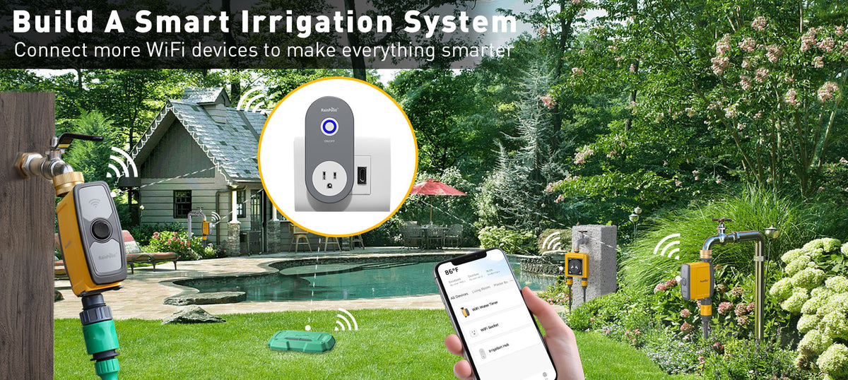 RainPoint smart irrigation timer allowing remote watering control from smartphone