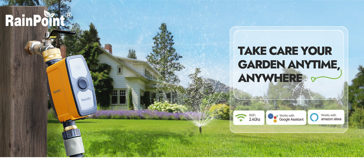 RainPoint app controlled sprinkler timer for customized garden watering programs