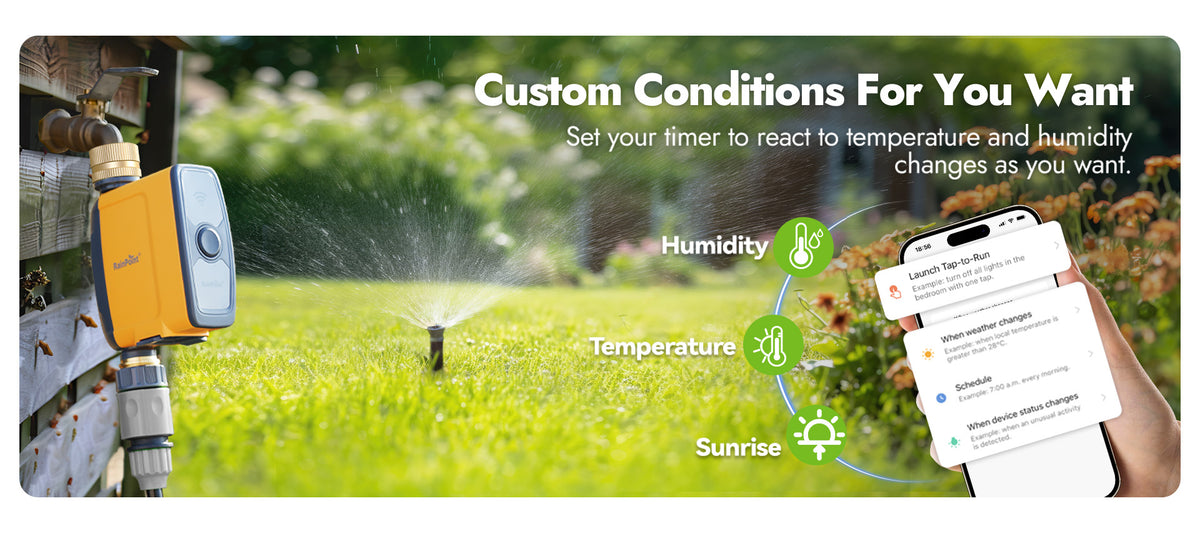 RainPoint WiFi smart sprinkler timer with app control for automatic garden irrigation