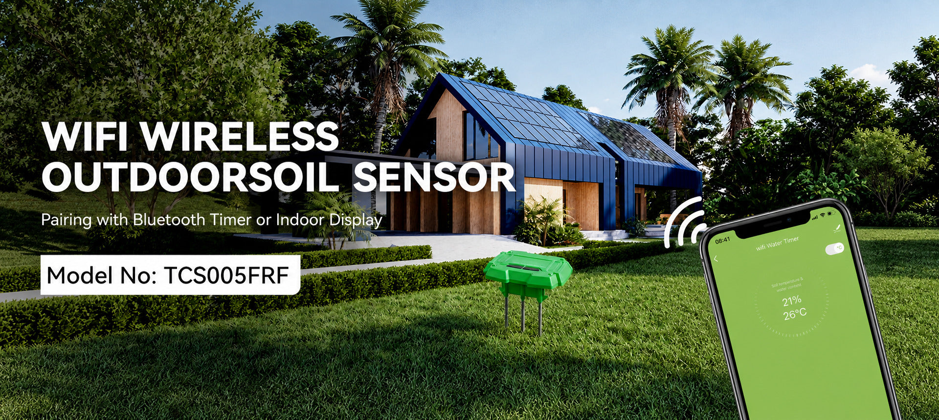 RainPoint WiFi soil moisture sensor providing real time plant watering insights
