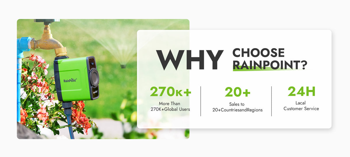 RainPoint WiFi watering controller helping automate plant and lawn care schedules