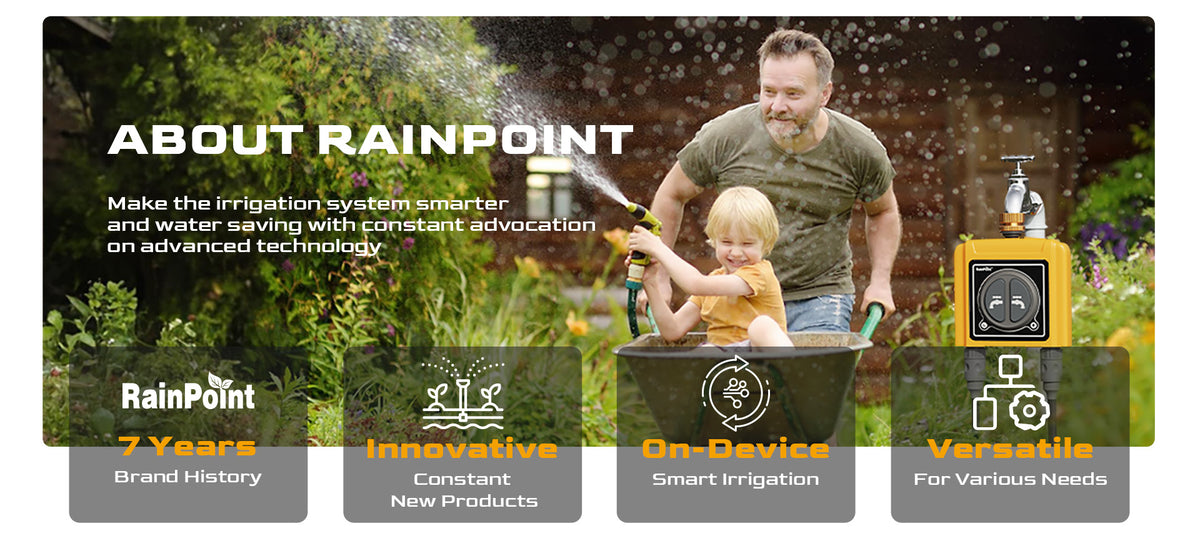 RainPoint WiFi water timer with brass inlet and outlet for smart garden watering control