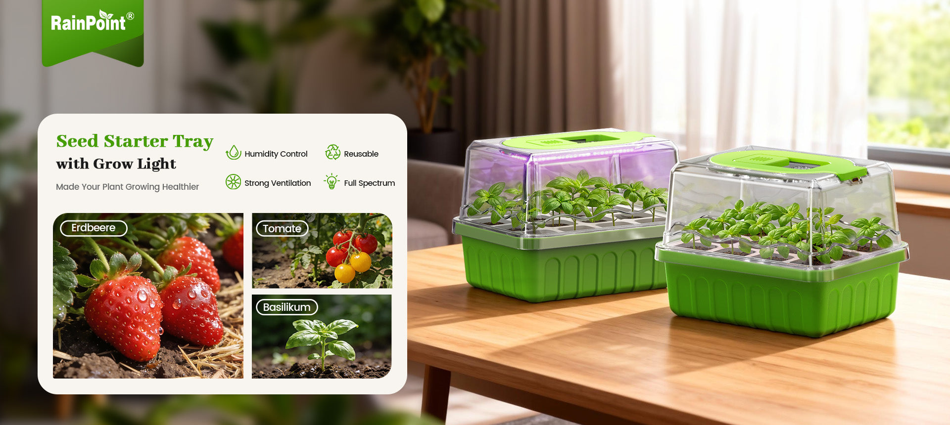 RainPoint gardening seed tray with multiple planting cells for home seed starting